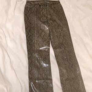 Snakeskin Python Print High Waisted Straight Leg Pants